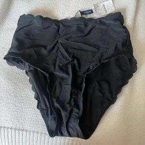 NWT J.Crew Black Scalloped Hi-Waist Swim Bottoms